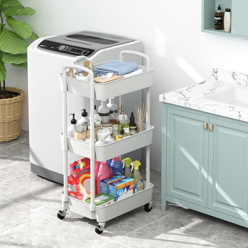 Sywhitta 3-Tier Plastic Rolling Utility Cart with Wheels - Image 6
