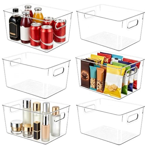 6 Pack Clear Plastic Storage Bins, Kitchen&Pantry Organizer Large - Image 2