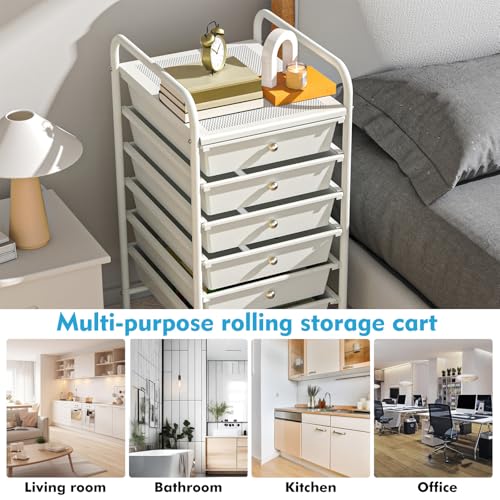 6-Drawer Rolling Storage Cart, Plastic Drawer Storage Organizer - Image 6