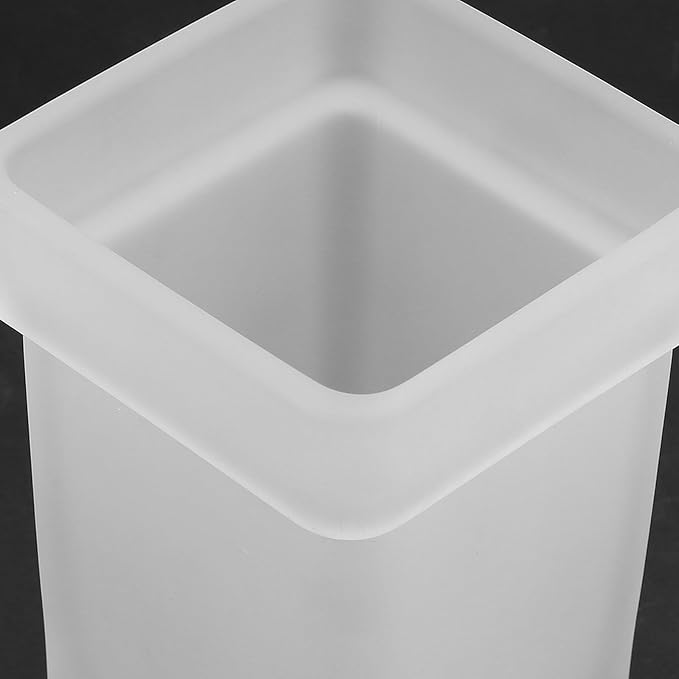Ceramic Toilet Brush Holder with Square Frosted Bathroom Bowl Brush Stand for Household Toilet Cleaning and Storage