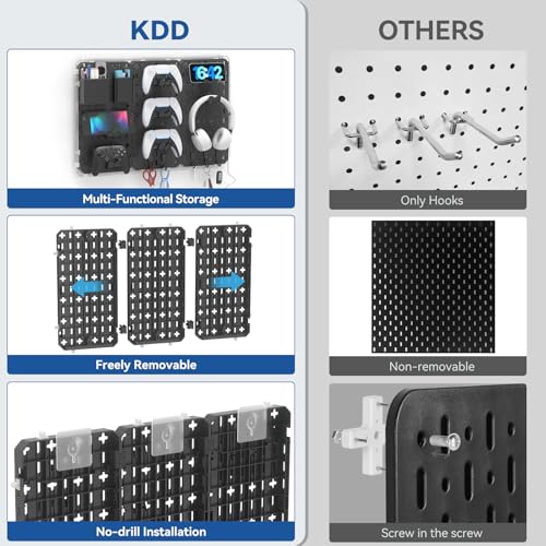 KDD 9 in 1 RGB Gaming Wall Organizer Peg Board - DIY Pegboard - Image 6