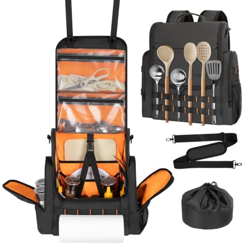 Large Camp Kitchen Organizer with Paper Towel Holder, Black - Image 2