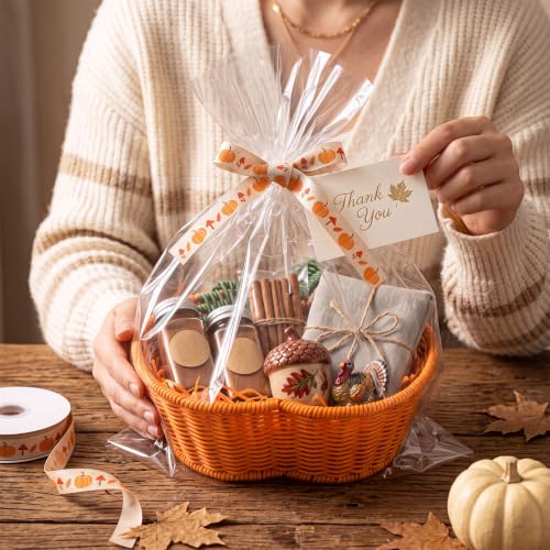BrightRow 4 Sets Thanksgiving Pumpkin Basket Fall Hand Woven DIY - Image 5
