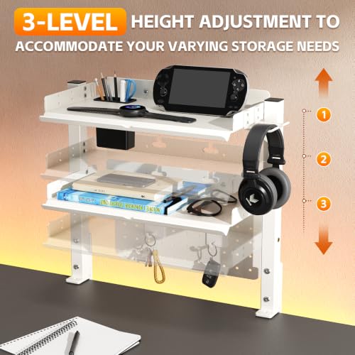 Metal Clamp On Desk Shelf,Storage Shelves with Pegboard - Image 6