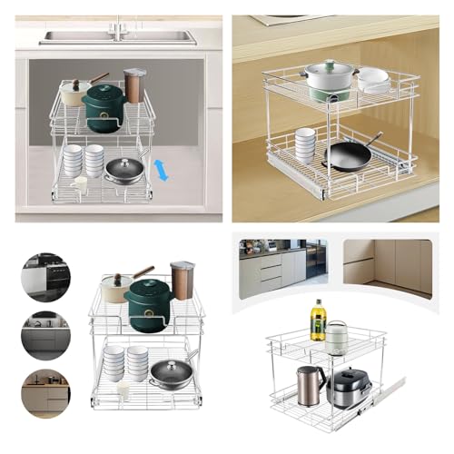 Pull Out Cabinet Organizer,Narrow Cabinet 2-tier Iron Shelf w/One - Image 8