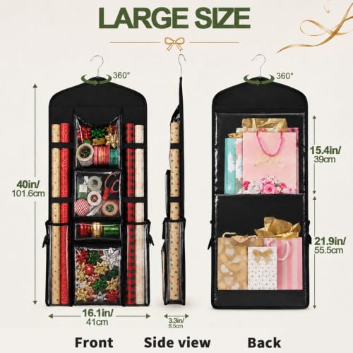 Wrapping Paper Storage Organizer, Double-Sided Hanging - Image 3