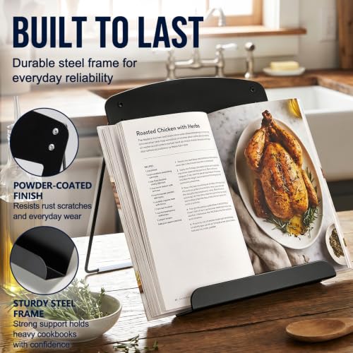 Metal Cookbook Stand & Recipe Holder for Kitchen Counter, Black - Image 6