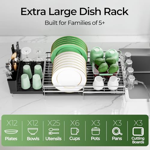 Large Dish Drying Rack, Expandable Dish Rack - Image 4