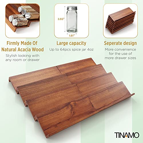 Tinamo Acacia Wood 4-Tier Spice Rack Organizer for Cabinet, Pack - Image 4