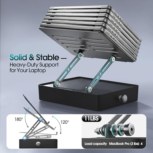 Laptop Stand with Storage Drawer, Heavy-Duty Metal Laptop Riser - Image 7