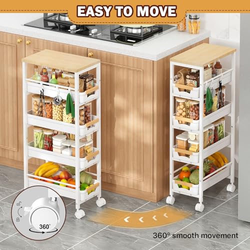 Slim Rolling Storage Cart for Narrow Spaces, White - Image 5
