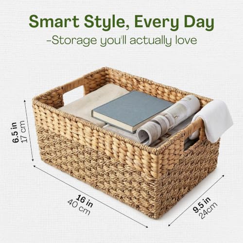 Medium Wicker Storage Basket with Handles, Seagrass - Image 5