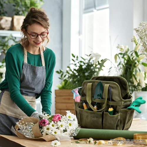 Waxed Canvas Utility Tote Bag, Large Capacity Multi-Pocket - Image 3