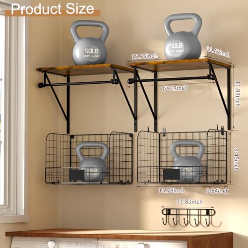 Laundry Room Shelves Wall Mounted with Wire Baskets, | All Products - Image 4