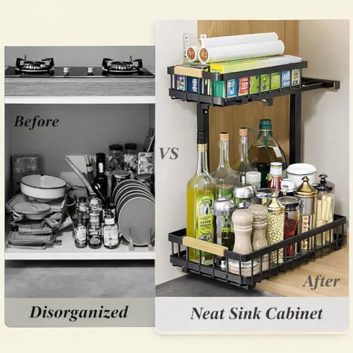 Lumela Under Sink Organizer, 2-Tier Slide-Out Cabinet Organizer - Image 6