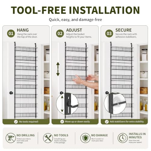 ElegantArray 8-Tier Pantry Door Organizer, Hanging Storage Basket - Image 6