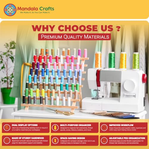 Mandala Crafts 60 Spool Black Thread Rack Sewing | Home Organization - Image 4