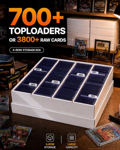 4 Row Toploader Trading Card Storage Box with Divider - Image 3