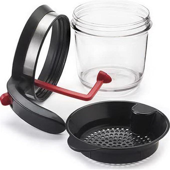 Fat & Grease Separator with Fine Mesh Filter and oil Sauce Separator Strainer with a bottom drain valve. Sauce separator strainer for healthier cooking. 33Oz or 0.975 Lt