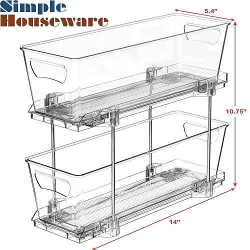 Simple Houseware 2 Tier Narrow Drawer Cabinet Pull-Out Organizer, Clear - Image 6