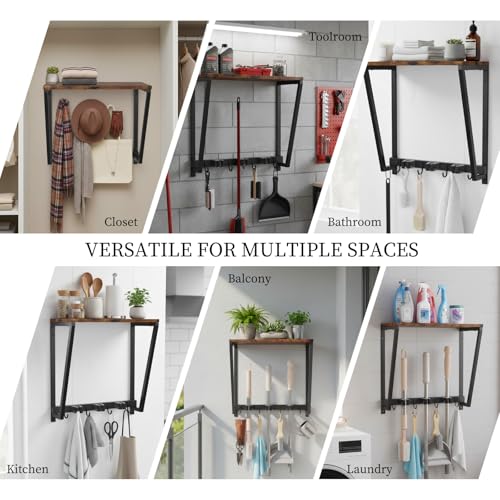 Broom Holder Wall Mount with 3 Storage Slots & 4 Utility Hooks - Image 5