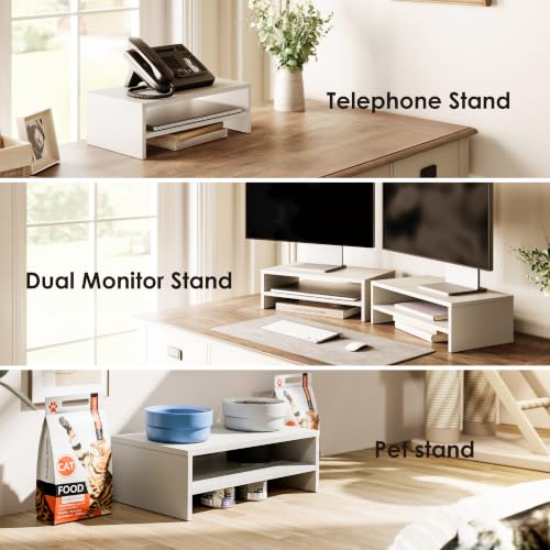 FITUEYES Wooden Monitor Stand Riser, 2-Tier Desk Storage Shelf - Image 6