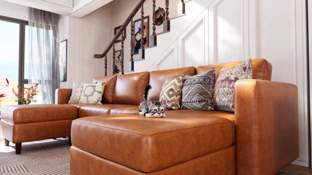 ABCASA Faux Leather Sectional, Modular Sectional Sofa - Image 7