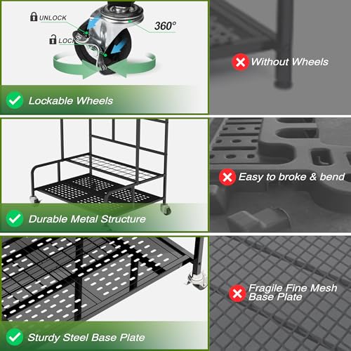 Garden Tool Organizer Rack with Wheels Up to 39 Tools | Garage Storage - Image 6