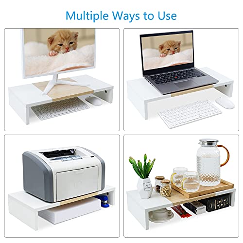 TEAMIX 20 Inch Monitor Stand Riser, Wooden Desktop Riser - Image 3