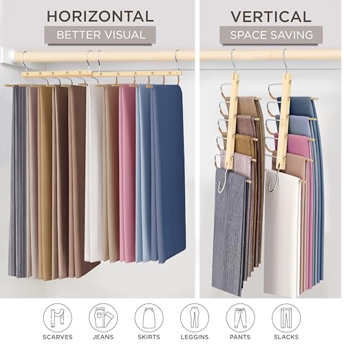 Pants Hangers Space Saving – 2 Pack European Beechwood Hanger - Image 5