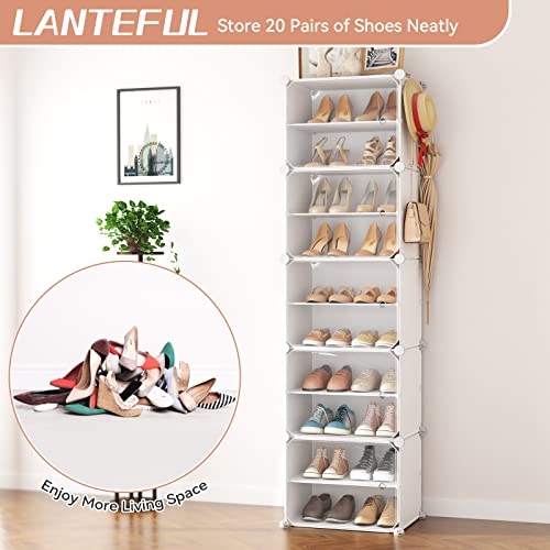 LANTEFUL 10 Tier Shoe Storage Cabinet with Door, Portable Narrow - Image 7