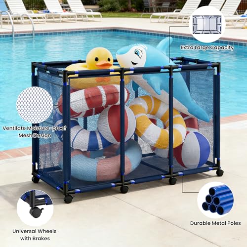 Extra Large Pool Storage Bin, Metal Rolling Float Swimming - Image 7
