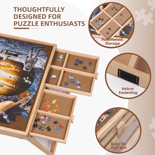 29.92"x22.04"Wooden Puzzle Table with Drawers Cover - Image 6
