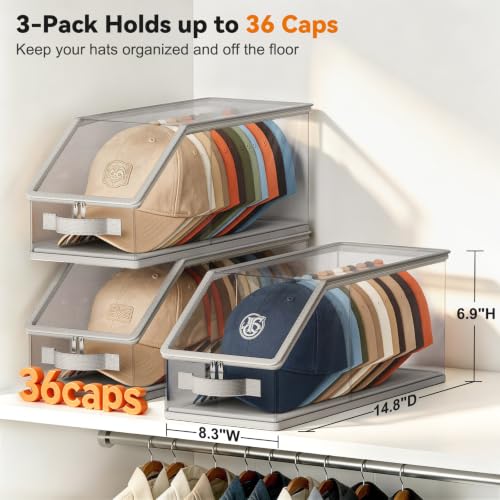 3 Packs Stackable Hat Storage for Baseball Caps Holds up - Image 3