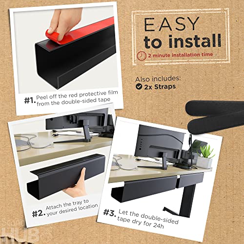 Scanfield Under Desk Cable Management Tray, No-Screw | Small Space Liv - Image 4