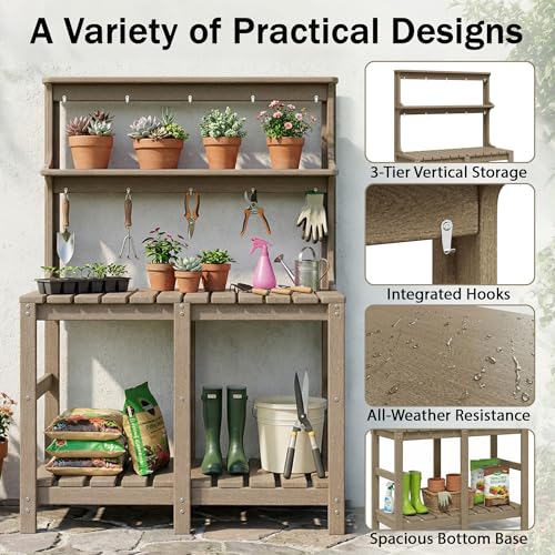 Outdoor Potting Bench with 3 Tier, All-Weather Patio - Image 5