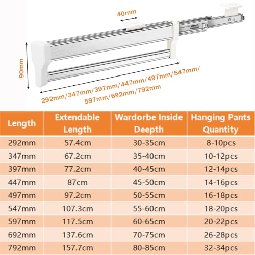 Pull Out Closet Rod, Closet Valet Rod Slide Out - Image 3