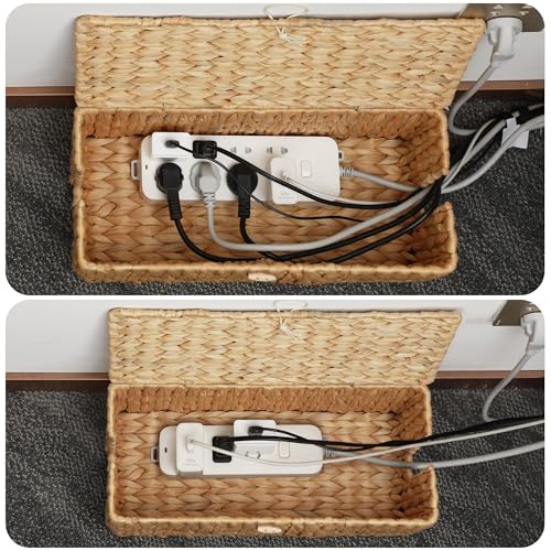 Posprica Cable Management Box with Lid, 2Pack Handwoven Real - Image 4