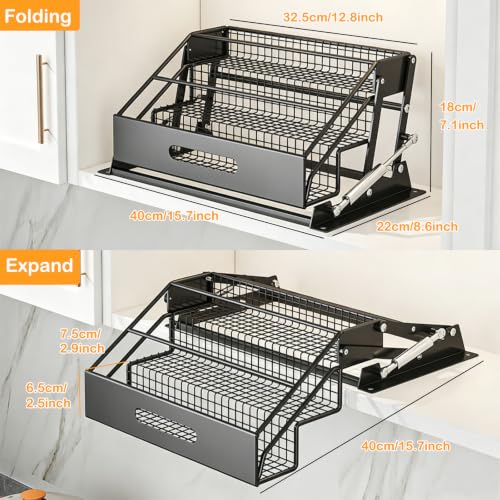 15.7" Pull Down Spice Rack 3 Tier Drop Down Cabinet - Image 4