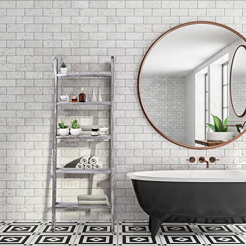 Rustic 5-Tier Wall-Leaning Wood Loadder Towel Racks - Image 6