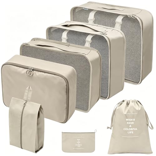Travel Packing Cubes 7-Pc Set w/Shoe, Laundry - Image 2