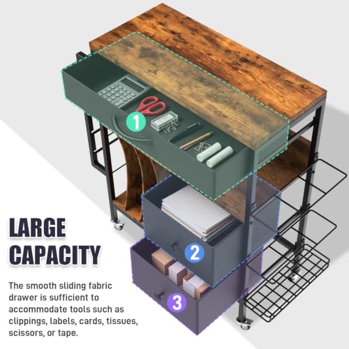 Wrapping Paper Storage Cart, Rolling Gift Wrap Station - Image 6