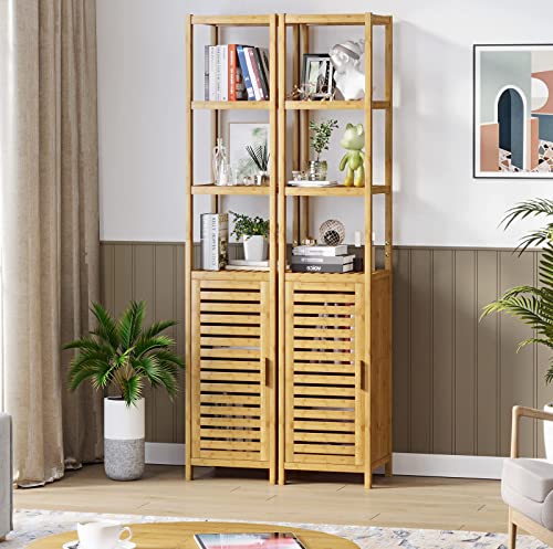 VIAGDO Storage Tall Slim Cabinet with Shutter Door and 3 Tier - Image 5