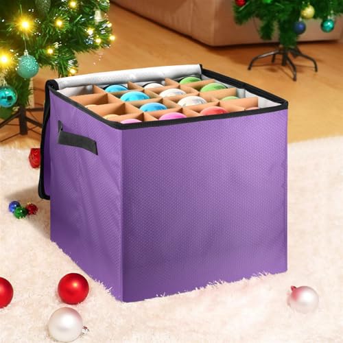 Purple Solid Color Christmas Ornament Storage Box | Home Organization - Image 3