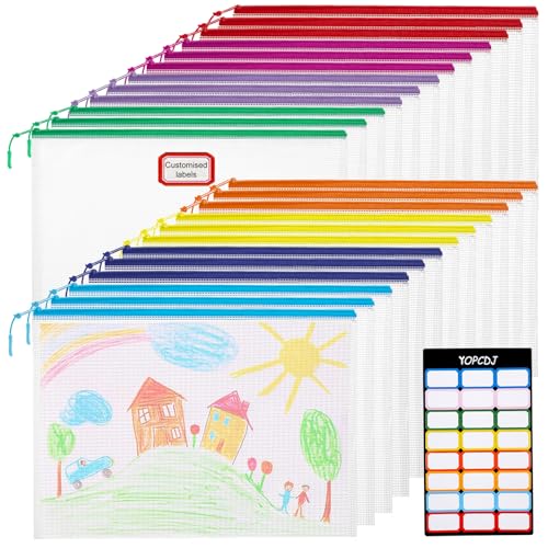 24pcs Mesh Zipper Pouch File Bags Puzzle Storage Bags, A4 - Image 2