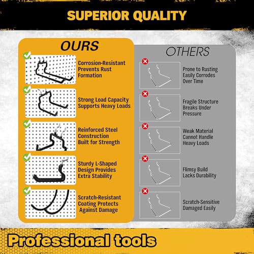 12-Piece Pegboard Hooks with Extension Straps, Heavy Duty - Image 4
