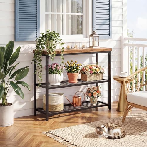 Besiost 32" Industrial Console Table with 3-Tier Storage, Rustic - Image 5