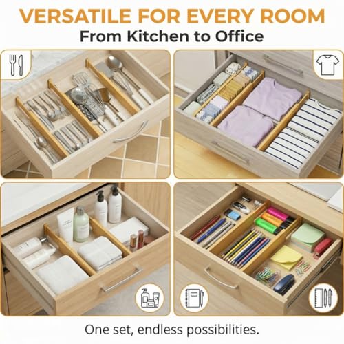 FUSHITON Bamboo Drawer Dividers 17"-22" - Image 8