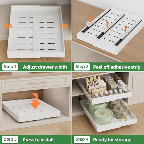PAKETA 4 Pack Expandable Pull Out Cabinet Organizer,21" Deep - Image 7