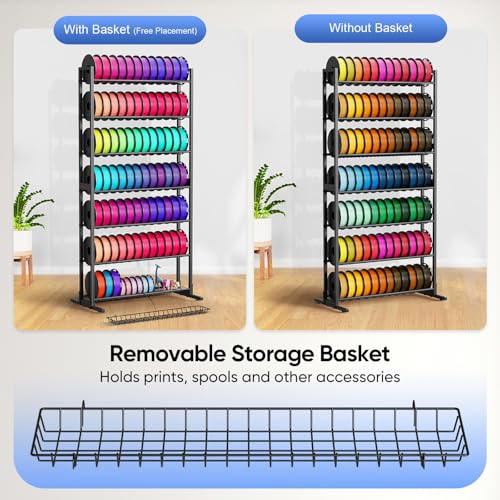3D Printer Filament Storage Rack, 7-Tier Organizer with Basket - Image 4